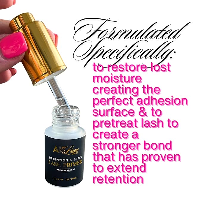 AK Lash Primer | Retention & Speed Pre-Treatment 10ml - Boosts Adhesion, Improves Bond Retention, Ideal for Natural Lashes and Eyelash Extensions, Semi-Permanent Eyelash Extension Supplies