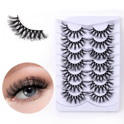 Fluffy False Eyelashes Wispy 3D Faux Mink Lashes Long Fake Eyelashes Pack - 7 Pairs, Z99