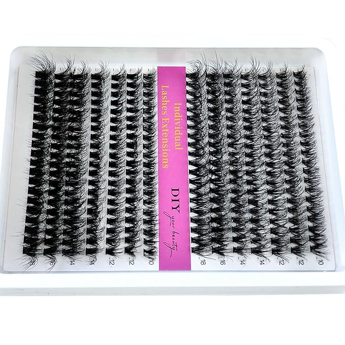 HBZGTLAD Fluffy Cluster Lashes 40D60D80D100D120D Natural Thick Eyelash Clusters D Curl Individual Lashes DIY Eyelashes Extension (14Rows 40P60P)