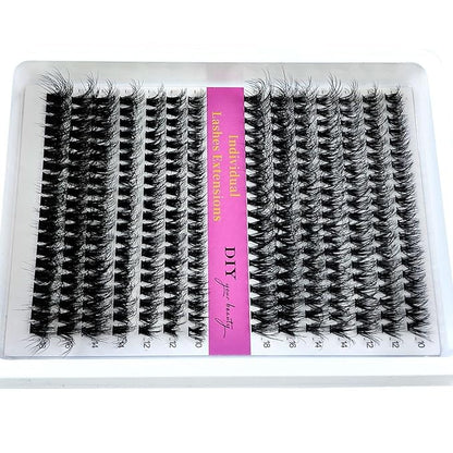 HBZGTLAD Fluffy Cluster Lashes 40D60D80D100D120D Natural Thick Eyelash Clusters D Curl Individual Lashes DIY Eyelashes Extension (14Rows 40P60P)