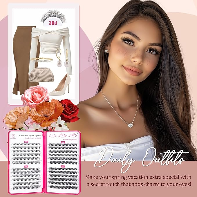 Lash Clusters - Lash Clusters Kit Lash Extension Kit with Lash Bond and Seal Cluster Eyelash Extensions Eyelash Clusters 20D30D40D50D-0.07D Lashes Clusters Eyelash Extension Kit DIY at Home Eyelashes