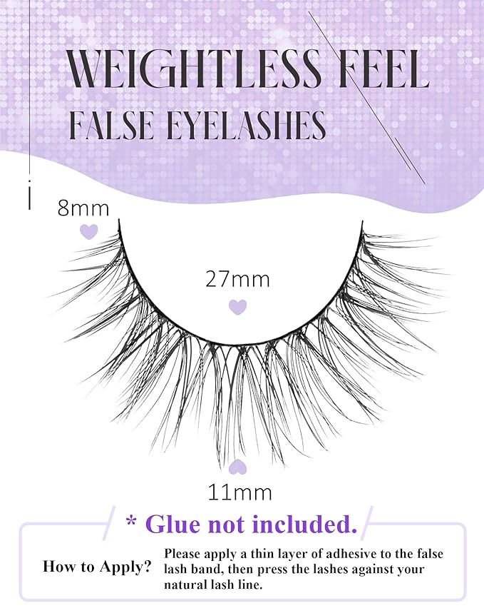 Natural Eyelashes Natural Look False Lashes Wispy Eye Lashes Natural Lashes False Eyelashes Fake Lashes 11mm K64