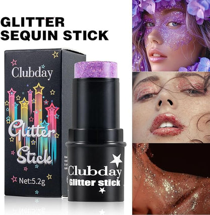 Body Glitter Stick, 4 PCS, Sparkling Holographic Mermaid Paint Sequins Shimmer Eyeshadow, Mermaid Holographic Glitter Gel, Waterproof Chunky Makeup Multiuse Glitter for Face Hair Nails, 036