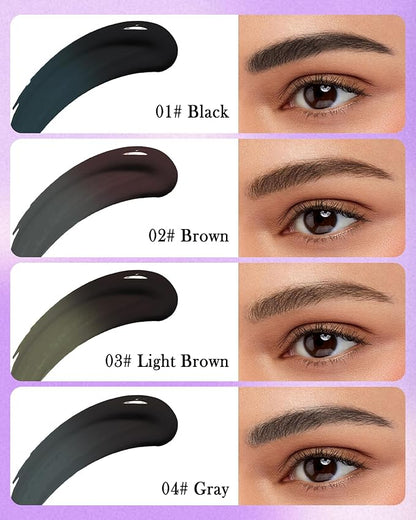 Easy Peel Off Eyebrow Gel Kit, 2 Pcs Black Tattoo Eyebrow Gel Easy Peel Off with Brow Razor, Long-Lasting Waterproof Sweatproof Eye Brows Tinting Kit for Women, Tinted Brow Glue for All Skin Types-01#