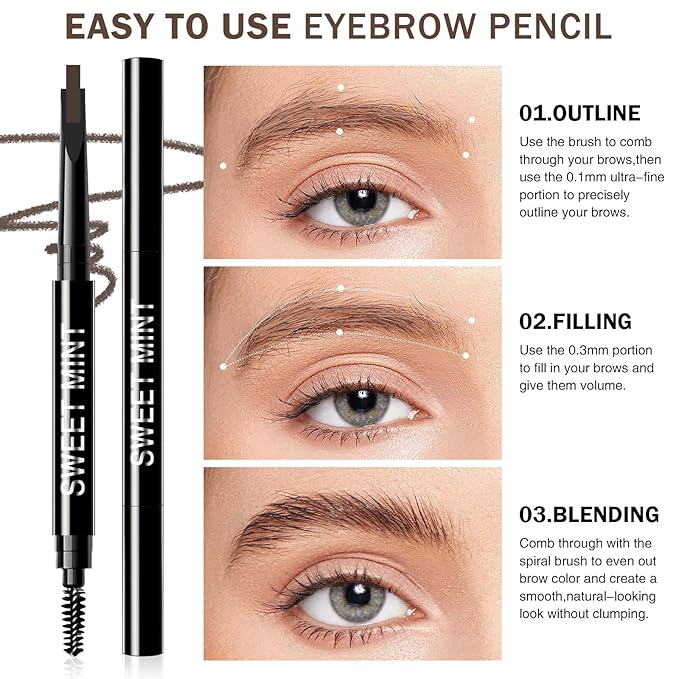Microblading Eyebrow Pencil for Women,0.1mm Ultra-Fine Mechanical Pencil,Makeup Brow Definer Waterproof,Draws Tiny Brow Hairs and Fills in Sparse Areas and Gaps (Light Brown)