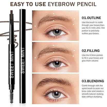 Microblading Eyebrow Pencil for Women,0.1mm Ultra-Fine Mechanical Pencil,Makeup Brow Definer Waterproof,Draws Tiny Brow Hairs and Fills in Sparse Areas and Gaps (Light Brown)