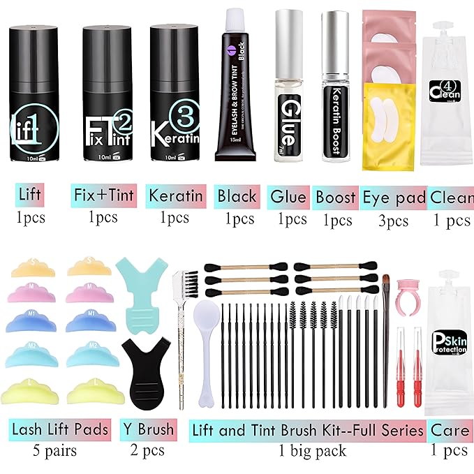 Lash Lift and Brow Lamination with Black T-i-n-t, Rapid 5 Minute Eyelash and Eyebrow Lifting Make Eyes Visible and Voluminous for 6 Weeks More than 15 lash Lift /D-Y-E applications (Lash&Brow Lift with Black Color)