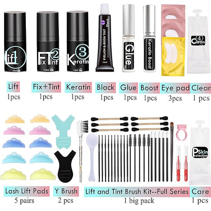 Lash Lift and Brow Lamination with Black T-i-n-t, Rapid 5 Minute Eyelash and Eyebrow Lifting Make Eyes Visible and Voluminous for 6 Weeks More than 15 lash Lift /D-Y-E applications (Lash&Brow Lift with Black Color)