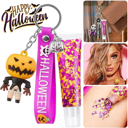 Body Glitter, Face Glitter Halloween Festival Hair Glitter Gel Orange Purple Face Paint Glitter Mermaid Makeup for Women Girls