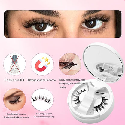Reusable Magnetic Lashes Natural Look Magnetic Eyelashes without Eyeliner No Glue Needed False Eyelashes Magnetic Lashes Kit with Applicator