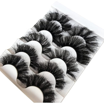 Gmagictobo Lashes False Eyelashes Fluffy Dramatic 3D Faux Mink Lashes Pack Long Thick Volume Soft Strips Fake Eye Lashes 5 Pairs Multipack