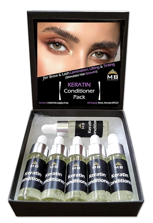 KERATIN Conditioning Serum for Lash Brow LAMINATION Perm/Lift/Tint/Wax AFTERCARE (6-5ml + 6 Free Brushes)