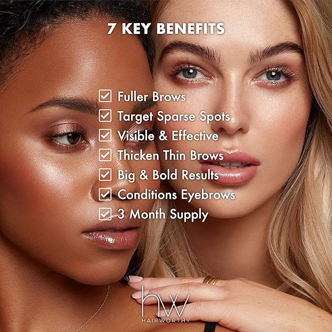 Browworthy Eyebrow Enhancing Serum for Thicker, Fuller and More Defined Eyebrows. Proven Formula Stimulates & Promotes Natural Brow Growth.