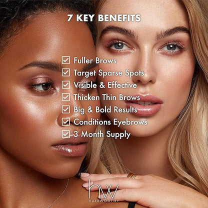 Browworthy Eyebrow Enhancing Serum for Thicker, Fuller and More Defined Eyebrows. Proven Formula Stimulates & Promotes Natural Brow Growth.