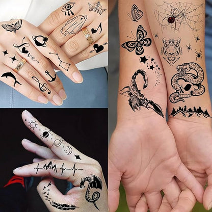 67 Sheets Black Gothic Temporary Tattoos For Men Women, Halloween Death Devil Evil Spirit Satan Fiend Demon Half Arm Sleeve Tattoo Stickers Scary Face Vampire Zombies, Prison Fake Tattoos For Adults