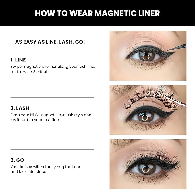 Magnetic Eyelashes with Magnetic Eyeliner Kit - Two Sets of Lashes - Natural Fake Lash Kit - Premium Reusable Lashes - No Glue - Waterproof