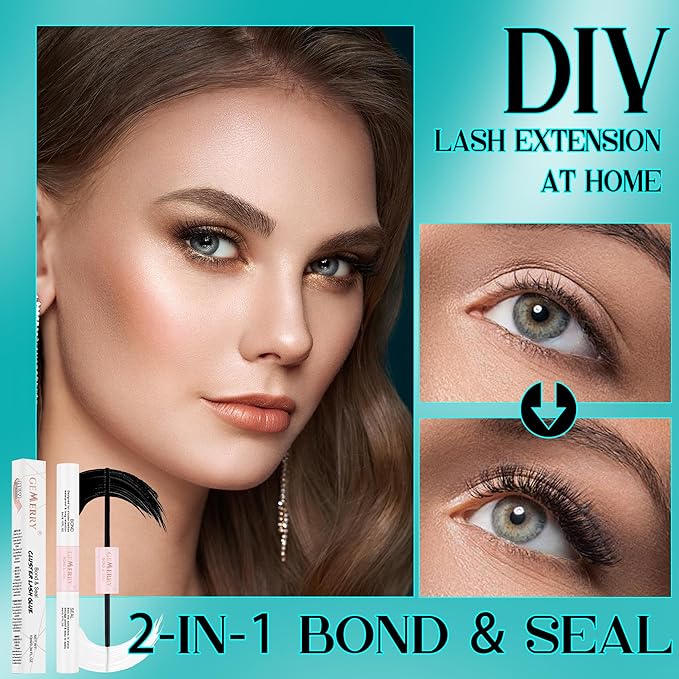 GEMERRY Lash Bond & Seal 2 in 1 Lash Cluster Glue - Waterproof & Strong Hold for Self Apply at Home
