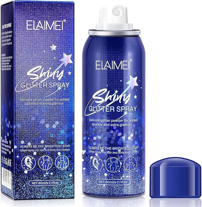 Body Glitter Spray for Hair and Clothes, Quick-Drying and Long-Lasting Shiny Spray for Stage 2.11Fl Oz