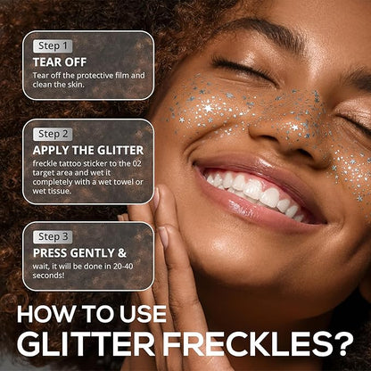 Makeup Patches, Instant Glow Cosmetic Face Glitter, Cute maquillage Accessories for Women, Facial Makeup Glitters, Bachelorette Party Mask, Waterproof Glitter Speckles for Face (Silver)
