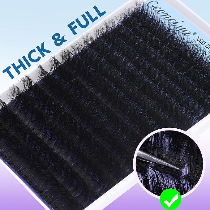 Geeneiya 14-24mm Lash Extension Kit Long Cluster Lashes Volume D Curvature Eyelash Extension Kit Wispy Individual Lashes with Lash Bond and Seal Glue, Lash Tweezers for Beginners (100D, 280Pcs)