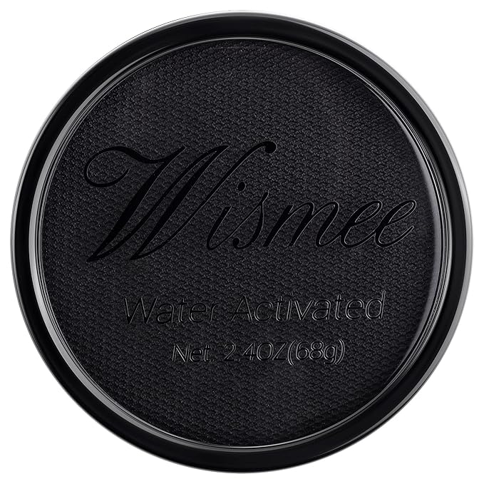 Wismee Professional Face Paint Body Paint, Water Based Body Paint Full Coverage for Adults Children Cosplay Corpse Bride SFX Costumes Festivals Makeup-Black