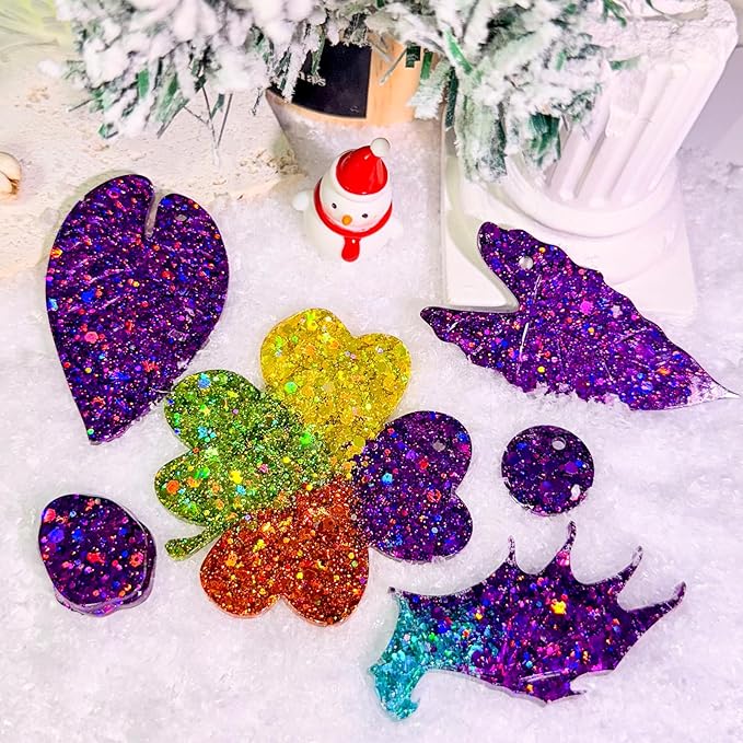 GlimmerLife Purple Chunky Glitter 150G/5.29OZ Glitter, Holographic Chunky Glitter Sequin Flake Bulk, Craft Glitter for UV Resin, Nail Glitter for Face, Body, Eye, DIY Halloween Decorations