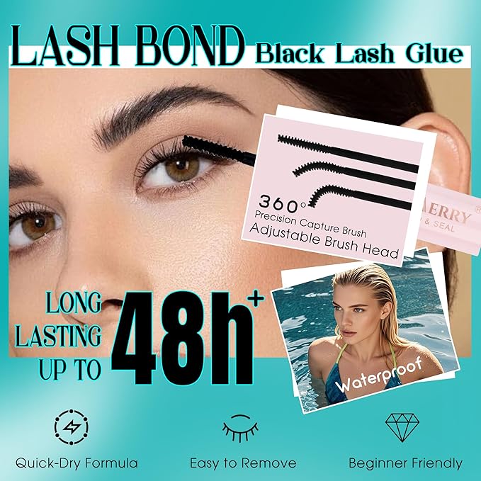 GEMERRY Lash Bond & Seal 2 in 1 Lash Cluster Glue - Waterproof & Strong Hold for Self Apply at Home