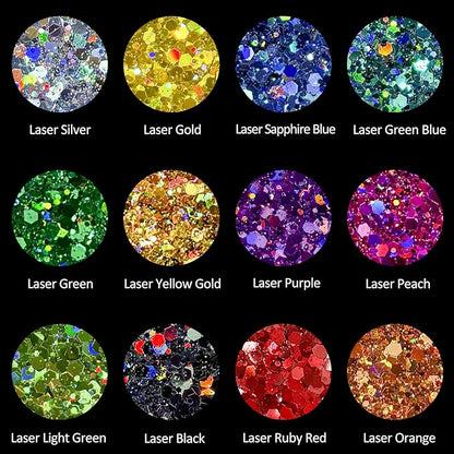 GlimmerLife Chunky Glitter 150G/5.29OZ Glitter, Holographic Craft Glitter for Resin, Mixed Chunky Fine Glitter for Nail, Face, Eye, Hair, Sequin Flake Bulk for Halloween Decorations