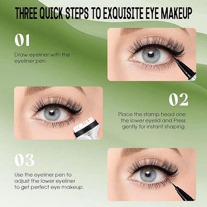 Lower Lash Stamp Bottom Eyelash Stamp with Ink Waterproof Formula &Long Lasting Natural Looking Lower Lashes Quick Eye Makeup Tool(Black)