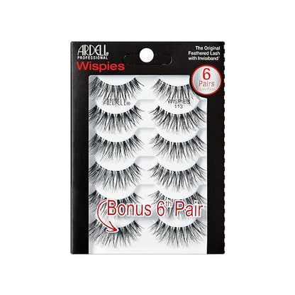 Ardell Wispies False Eyelashes 113 - Natural Wispy Lashes, Lightweight Reusable Strip Lashes, 6 Pairs, 1 Pack