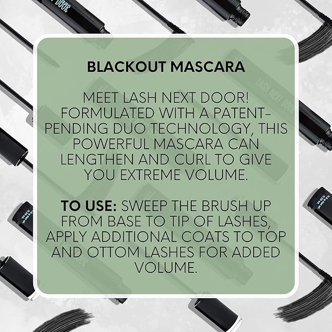 Lash Next Door Water Resistant Mascara Black Volume and Length - No Clump Volumizing Mascara for Thickening and Lengthening - Smudge Proof Lashes by Brooklyn and Bailey (1 Pack)