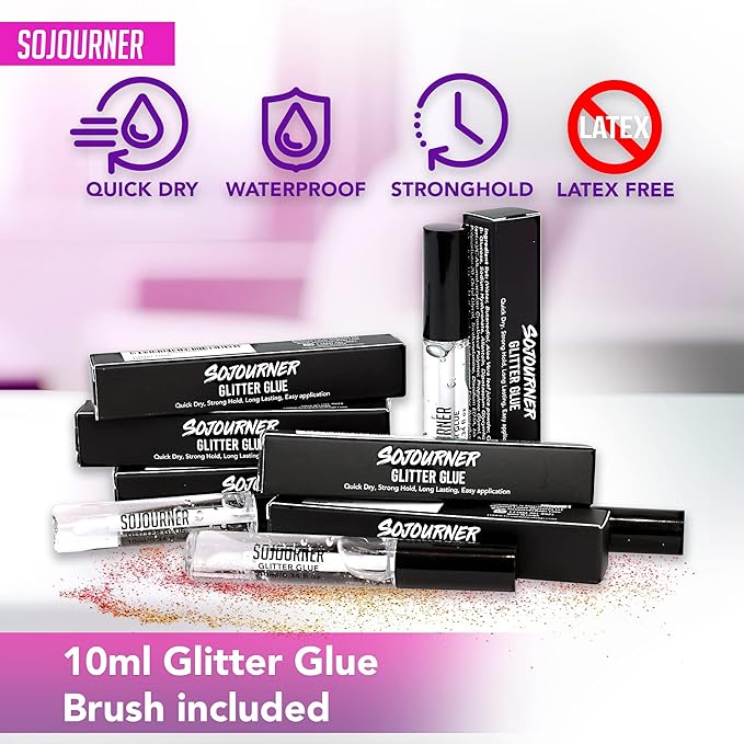 Glitter Body Glue & Face Glue - Face Glitter Makeup Primer for Eye, Face, Skin, Body Adhesive & More | Use with Glitter, Body Jewels, Rhinestones, Makeup and Rave Festival Accessories