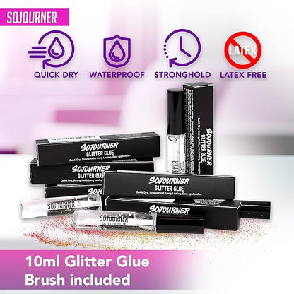 Glitter Body Glue & Face Glue - Face Glitter Makeup Primer for Eye, Face, Skin, Body Adhesive & More | Use with Glitter, Body Jewels, Rhinestones, Makeup and Rave Festival Accessories