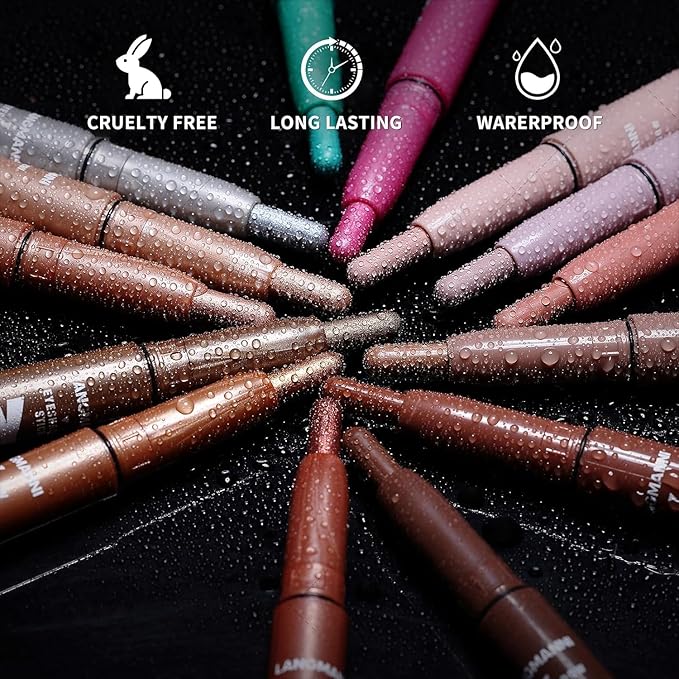 LANGMANNI Eyeshadow Stick, 6 PCS Waterproof Multi-Color Eyeshadow Pen Set, Creamy Long-Lasting Eye Makeup Kit, Natural & Shimmer Shades Contour Stick, Perfect Gifts For Women (#B)