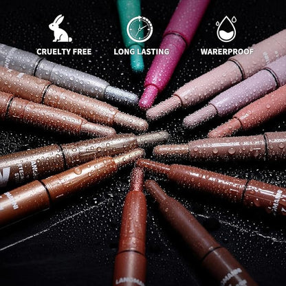 LANGMANNI Eyeshadow Stick, 6 PCS Waterproof Multi-Color Eyeshadow Pen Set, Creamy Long-Lasting Eye Makeup Kit, Natural & Shimmer Shades Contour Stick, Perfect Gifts For Women (#B)