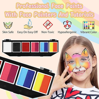 Anka Bella Professional Face Paint（60gm),Water Activated Face Body Painting Kit for Kids & Adults,Hypoallergenic & Non-Toxic,Perfect for Birthday Parties/Halloween/Carnival