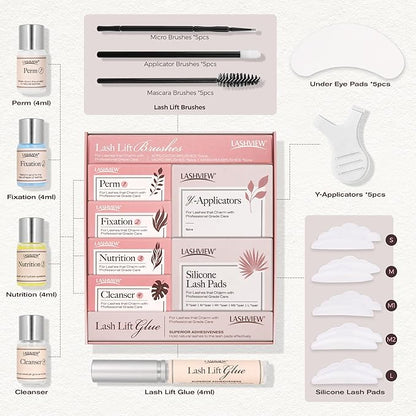 LASHVIEW Lash Lift Kit, Eyelash Perm Kit, Professional Eyelash Curling Lash Extension Set,Lash Curling, Semi-Permanent Curling Perming Wave Suitable For Salon