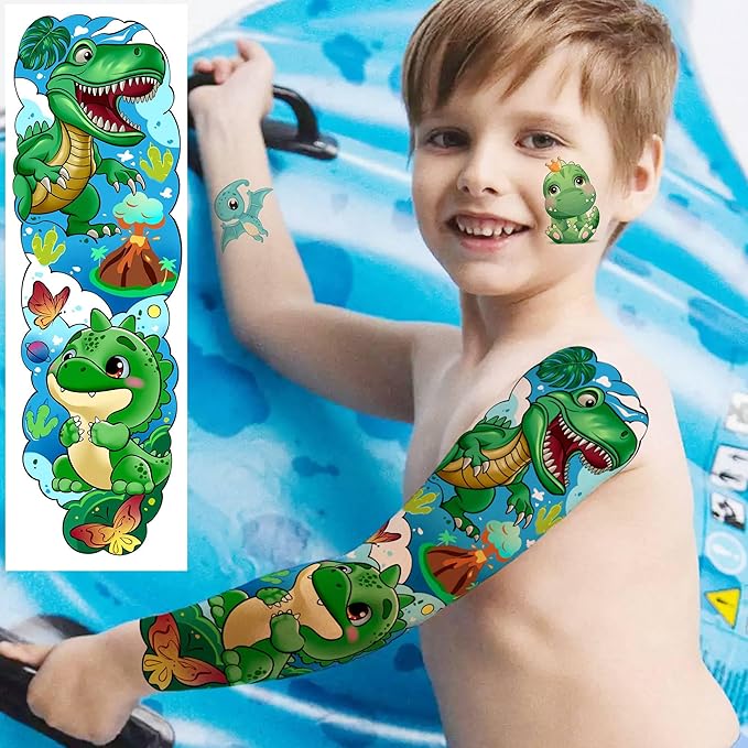 58 PCS Cartoon Unicorn Mermaid Temporary Tattoo For Kids Girls Boys, Full Arm Animals Dinosaur Car Space Monster Truck Butterfly Body Face Fake Arm Tattoos Stickers Birthday Gifts Party Supplies