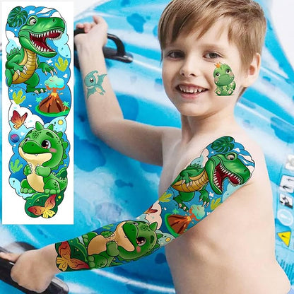 58 PCS Cartoon Unicorn Mermaid Temporary Tattoo For Kids Girls Boys, Full Arm Animals Dinosaur Car Space Monster Truck Butterfly Body Face Fake Arm Tattoos Stickers Birthday Gifts Party Supplies