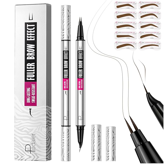 4Pcs Curved Eyebrow Pencils for Women Create Natural Hair Like Brows