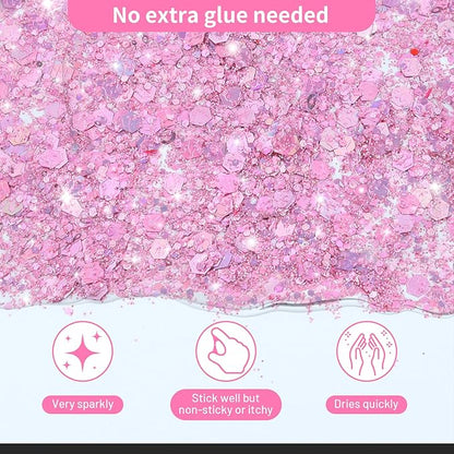 Body Glitter, Face Glitter, Hair Glitter,YGQQOY Holographic Concerts Festival Rave Chunky Glitter Gel, 12 Colors