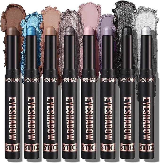 BestLand 8 Pcs Cream Eyeshadow Stick, Highlighter Makeup Stick Set Long-Lasting Waterproof, Crease-proof, Blendable Eye Shadow Applicator Sticks Eyeliner Pen Eye Makeup (Color Set C)