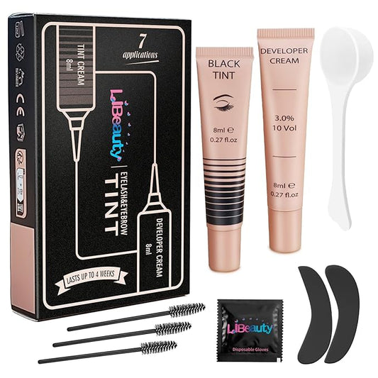Libeauty Eyelash Color Kit, Instant Black Color Kit for Hair Lasts Up 4 Weeks with Reusable eye patches Lash Colour Kit Suitable For DIY At Home Or Salon