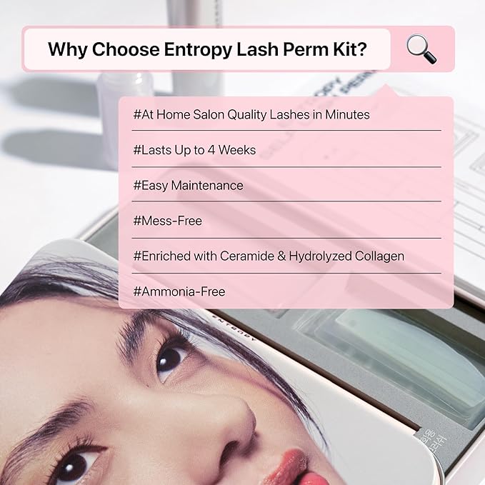 ENTROPY MAKEUP Lash Lift Kit, Professional Eyelash Perm Kit for Long-Lasting Curl, Up to 4 Weeks Natural Lift, Nourishing with Ceramide & Hydrolyzed Collagen, Hypoallergenic