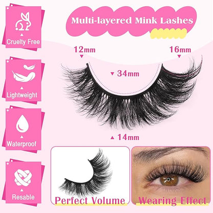 TNFVLONEINS Wispy Lashes Natural Look Eye Lashes Mink 10 Pairs False Eyelashes Pack 4D Volume Strip Fake Eyelashes Like Lash Extension(12-16mm)