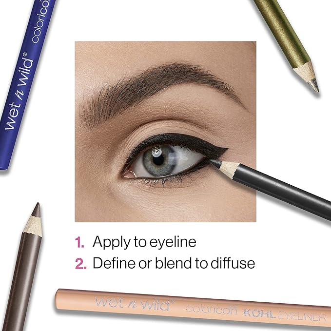 wet n wild Color Icon Kohl Eyeliner Pencil - Rich Hyper-Pigmented Color, Smooth Creamy Application, Long-Wearing Versatility, Matte Finish, Cruelty-Free & Vegan - Baby's Got Black (Pack of 2)