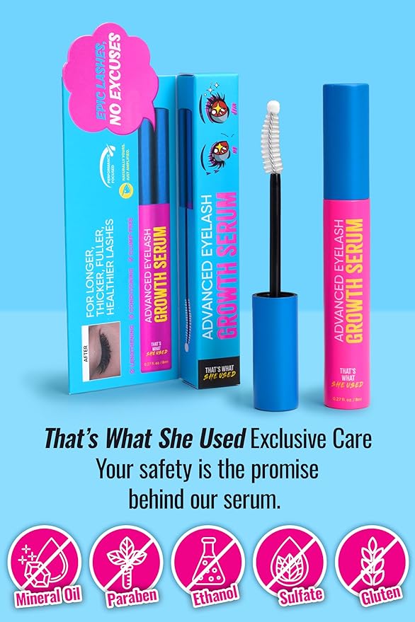 [K-Beauty] That's What She Used Advanced Eyelash Growth Serum and Brow Enhancer | Longer, Thicker & Fuller Voluminous Eyelash Serum to Grow Lashes | Paraben, Gluten Free (8ml, 0.27 fl oz)