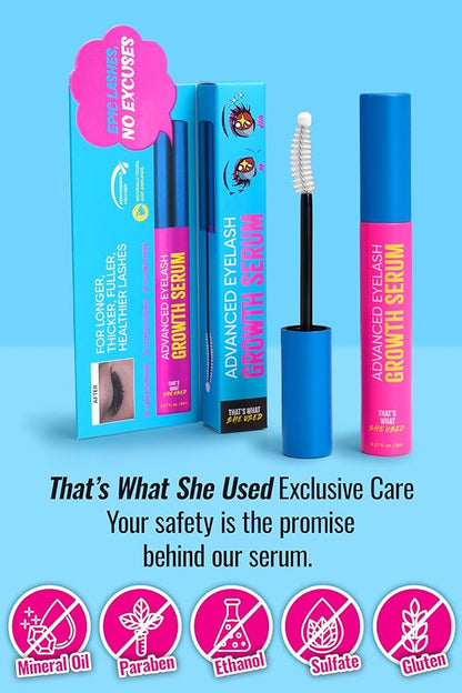 [K-Beauty] That's What She Used Advanced Eyelash Growth Serum and Brow Enhancer | Longer, Thicker & Fuller Voluminous Eyelash Serum to Grow Lashes | Paraben, Gluten Free (8ml, 0.27 fl oz)