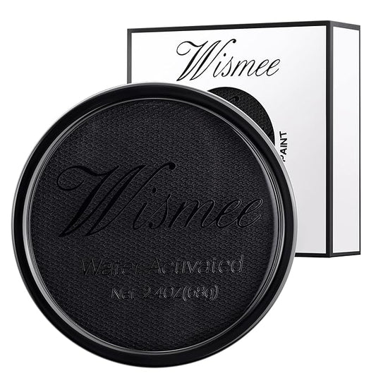 Wismee Professional Face Paint Body Paint, Water Based Body Paint Full Coverage for Adults Children Cosplay Corpse Bride SFX Costumes Festivals Makeup-Black