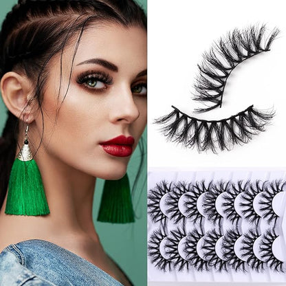 Fluffy False Eyelashes Wispy 3D Faux Mink Lashes Long Fake Eyelashes Pack - 7 Pairs, Z99